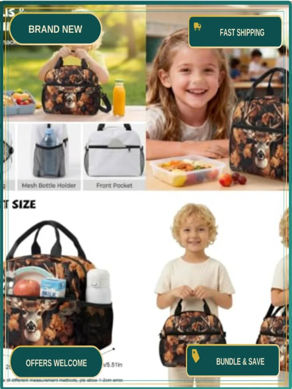 Kids 5-Piece Backpack Set with Lunch Bag, Pencil Case, Cup Sleeve